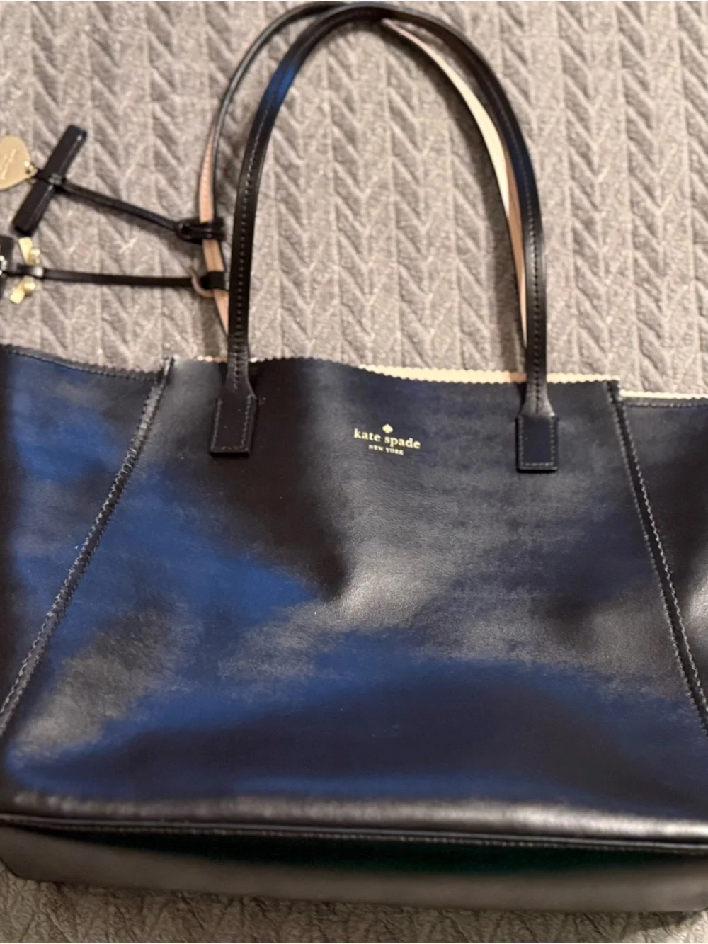kate spade Black Leather Tote with Gold Logo Accent - Do it all tote!